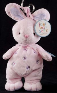 Carters Just One Year JOY Bunny Rabbit Musial Crib Pull Toy Pink Lovey Plus